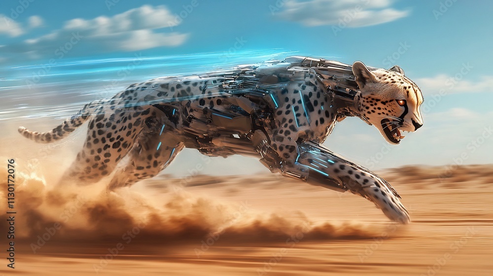Obraz premium Cybernetic Cheetah: A Futuristic Beast in Motion