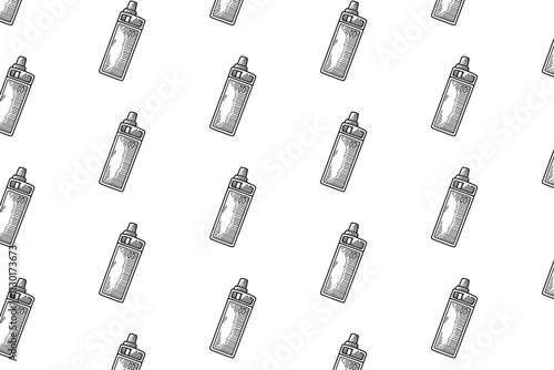 vaporizer device with beam shape doodle seamless pattern on white background for decor, merchandise. atomizer vape engraving pattern background. seamless pattern of electronic cigarette background 