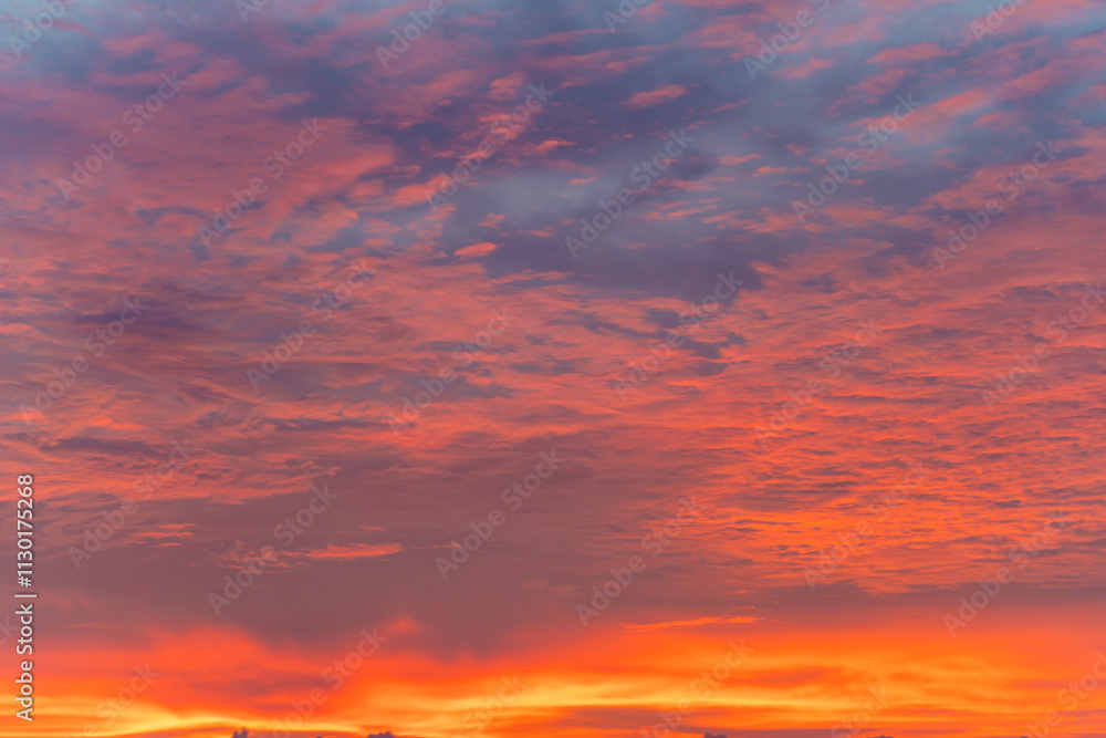 Fototapeta premium Colourful majestic sunset dramatic sky with cloud on sea shore island summer vacation