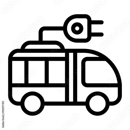 Electric Bus Line Icon