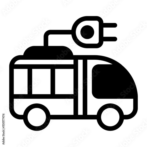 Electric Bus Glyph Icon