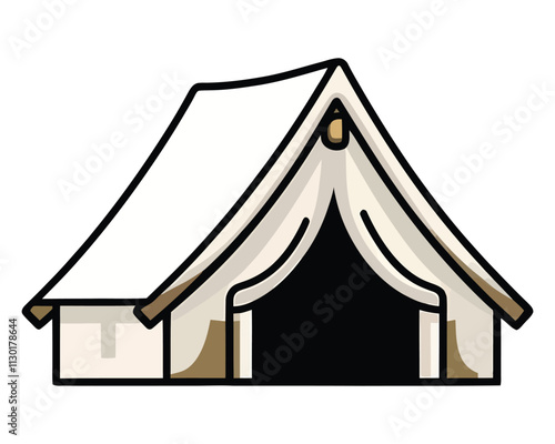 A flat vector illustration of camping travel tent cartoon drawing isolated on background