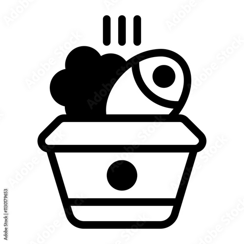 Fried Fish Glyph Icon