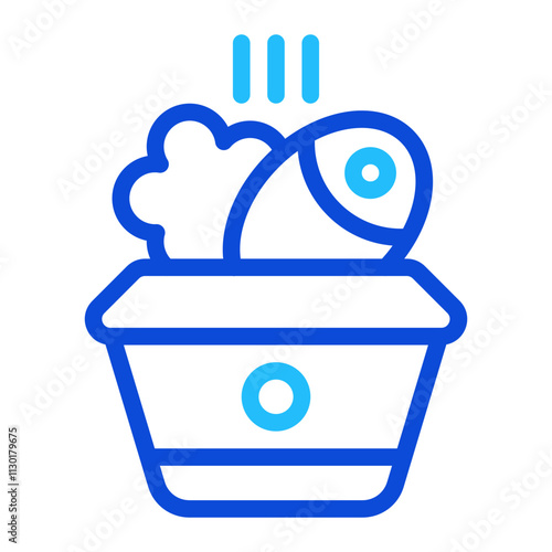 Fried Fish Duoline Icon