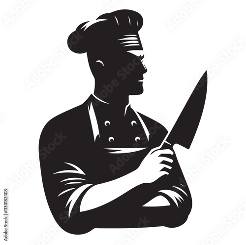 butcher pose Silhouette vector illustration