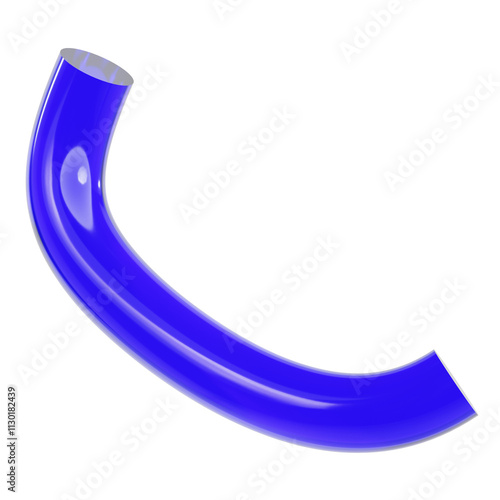 3D Abstract Blue Glass Curved Pipe 