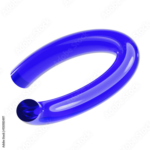 3D Abstract Blue Glass Curved Pipe 
