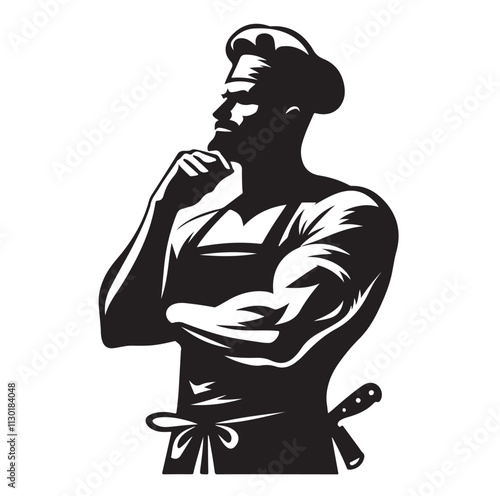 butcher pose Silhouette vector illustration
