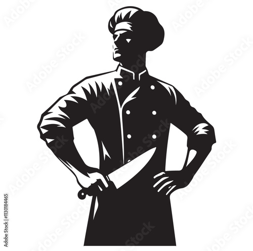 butcher pose Silhouette vector illustration