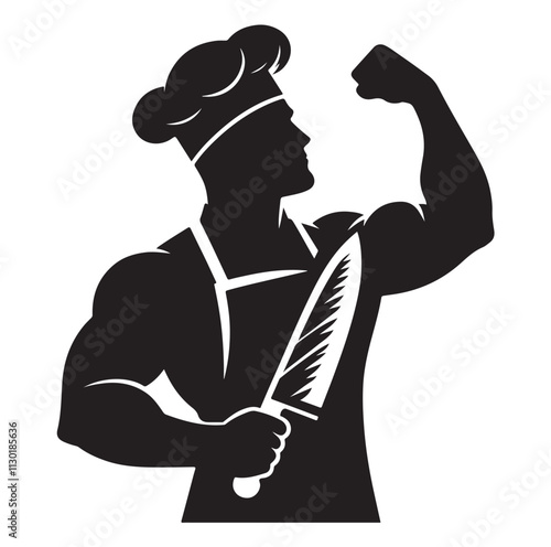 butcher pose Silhouette vector illustration