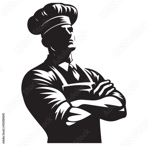 butcher pose Silhouette vector illustration