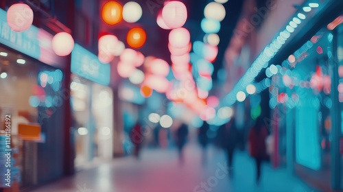 Wallpaper Mural Colorful blurred background of a vibrant shopping center showcasing lights and people creating a lively urban atmosphere Torontodigital.ca