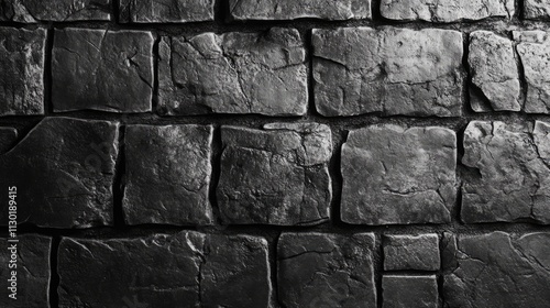 Black stone wall texture perfect for backgrounds and labels in design projects showcasing elegance and sophistication. photo