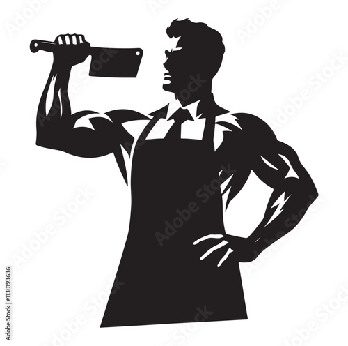 butcher pose Silhouette vector illustration