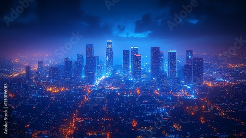 Wallpaper Mural City skyline at night with lights polluting the sky, illustrating the impact of light pollution on the environment Torontodigital.ca