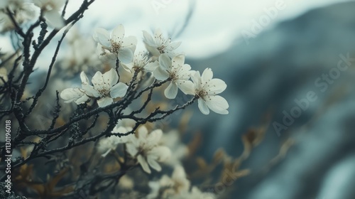 Wallpaper Mural Blooming white flowers on a tree branch against a bright sky showcasing nature's beauty and tranquility in a selective focus composition. Torontodigital.ca
