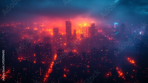 Wallpaper Mural City skyline at night with lights polluting the sky, illustrating the impact of light pollution on the environment Torontodigital.ca