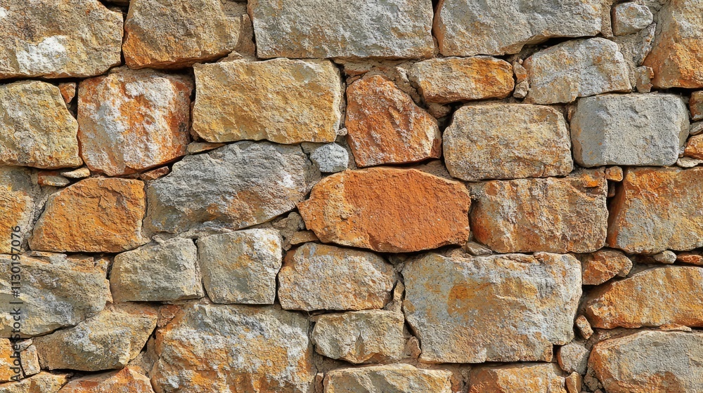 Fototapeta premium Weathered Stone Wall Texture with Natural Patterns and Earthy Tones for Background Use