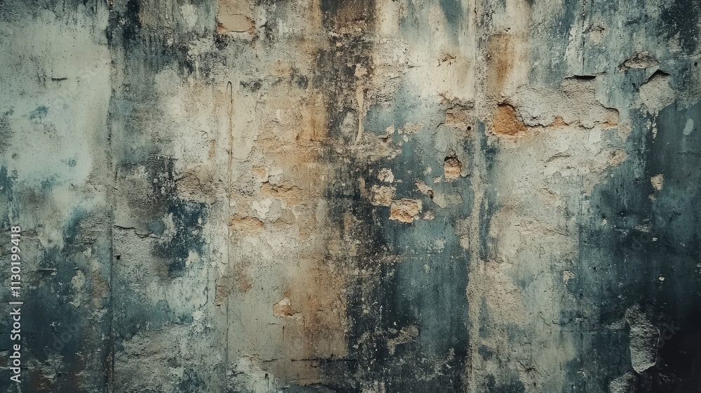 Fototapeta premium Vintage weathered brick wall texture with peeling paint and rustic charm suitable for backgrounds or design projects.
