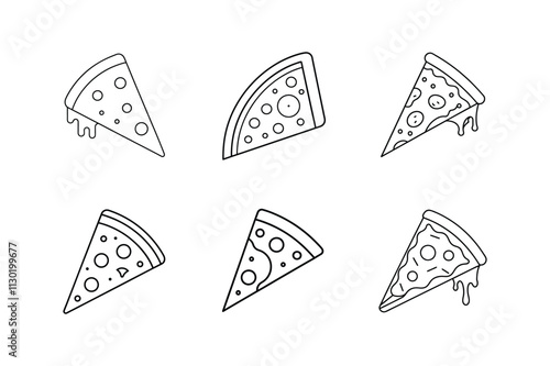 pizza slice icon line art vector illustration