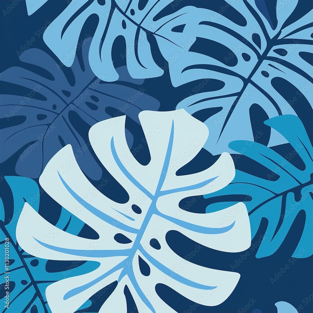 Fototapeta premium abstract blue background with leaves