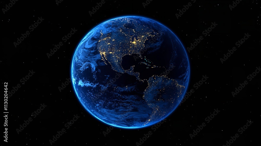 Fototapeta premium Satellite orbiting Earth with space debris.