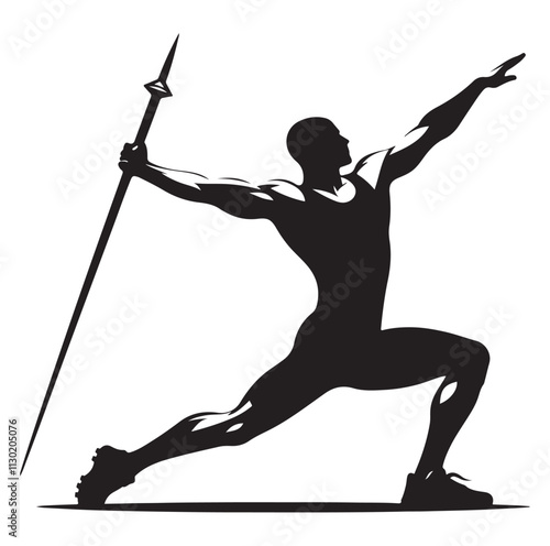 javelin player pose Silhouette vector illustration
