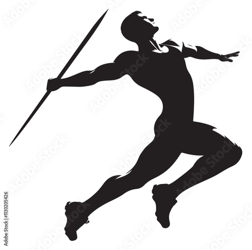 javelin player pose Silhouette vector illustration