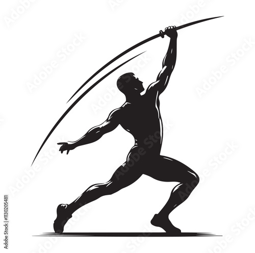 javelin player pose Silhouette vector illustration