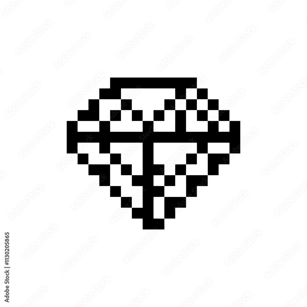 Fototapeta premium diamond gem outline pixel art