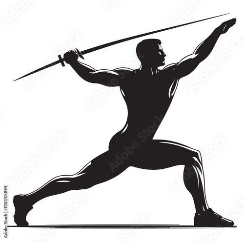 javelin player pose Silhouette vector illustration