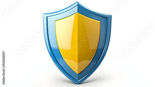 Free Download Shield depicting protection. shield 3d icon. Protection, defense and security concept symbol: blue and yellow shield on isolated on white background - GFXLoad