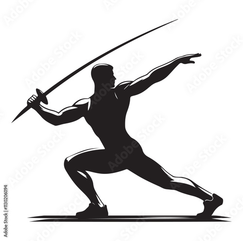 javelin player pose Silhouette vector illustration