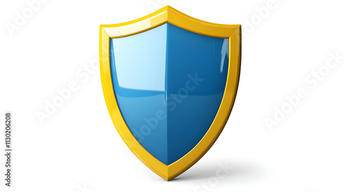 Free Download Shield depicting protection. shield 3d icon. Protection, defense and security concept symbol: blue and yellow shield on isolated on white background - GFXLoad