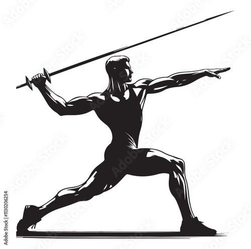 javelin player pose Silhouette vector illustration
