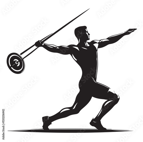 javelin player pose Silhouette vector illustration