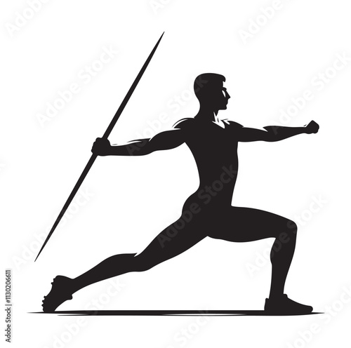 javelin player pose Silhouette vector illustration