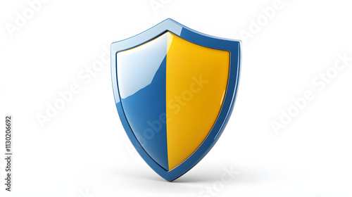 Free Download Shield depicting protection. shield 3d icon. Protection, defense and security concept symbol: blue and yellow shield on isolated on white background - GFXLoad