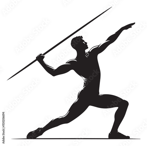 javelin player pose Silhouette vector illustration