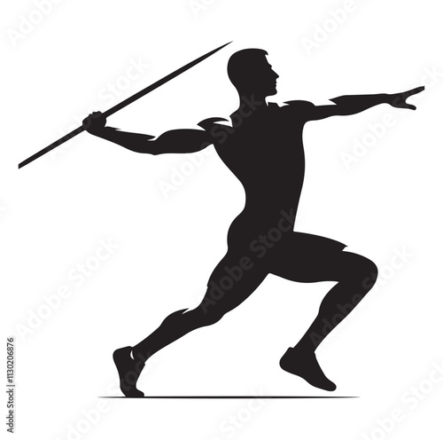 javelin player pose Silhouette vector illustration