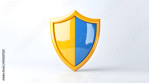 Free Download Shield depicting protection. shield 3d icon. Protection, defense and security concept symbol: blue and yellow shield on isolated on white background - GFXLoad