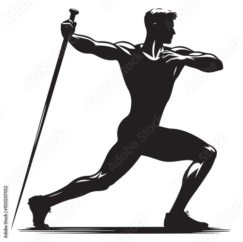 javelin player pose Silhouette vector illustration