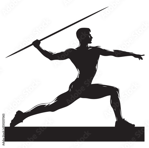 javelin player pose Silhouette vector illustration