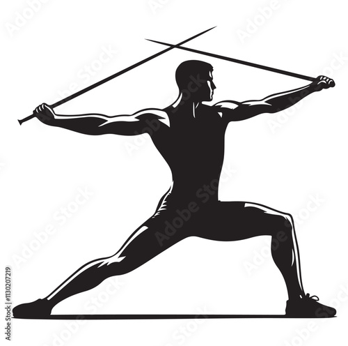javelin player pose Silhouette vector illustration