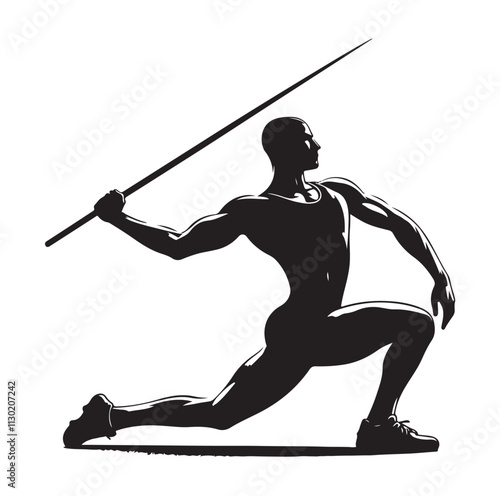 javelin player pose Silhouette vector illustration