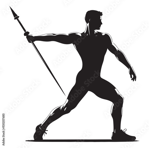 javelin player pose Silhouette vector illustration