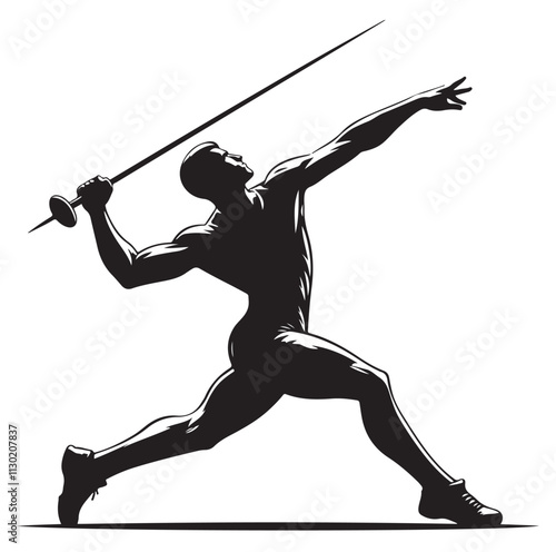 javelin player pose Silhouette vector illustration
