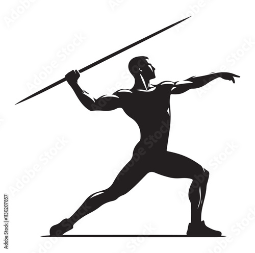 javelin player pose Silhouette vector illustration