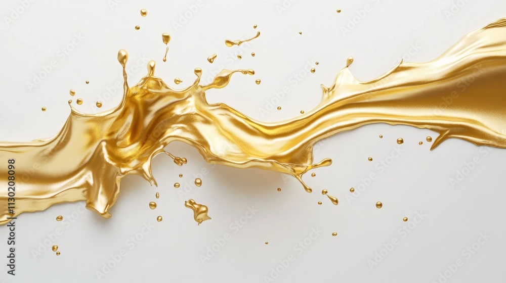Fototapeta premium Dynamic golden liquid splash studio setting abstract art minimal background close-up view visual elegance for creative projects