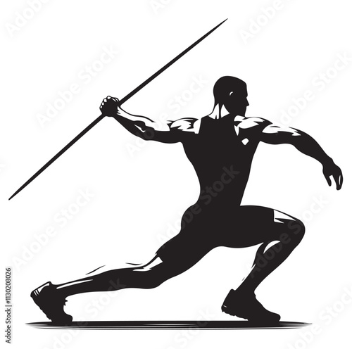 javelin player pose Silhouette vector illustration